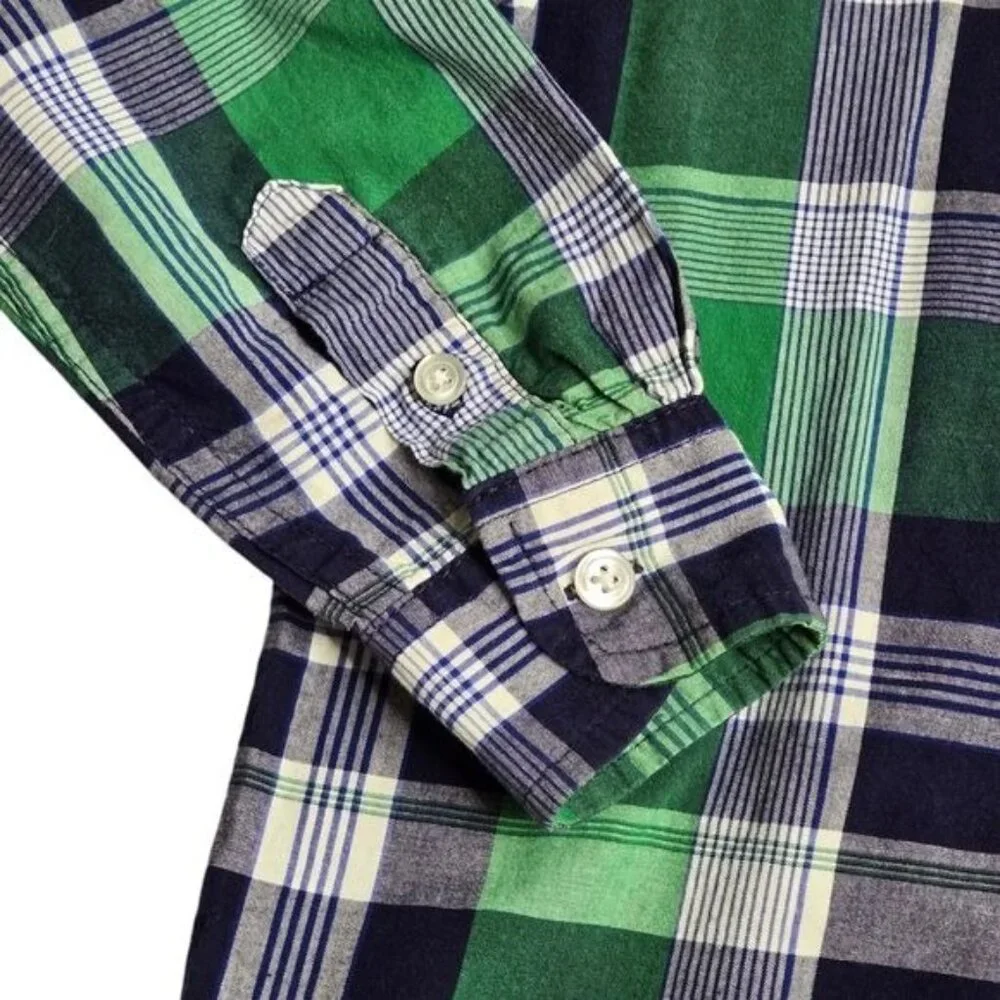 The Children's Place green and navy blue button down shirt small 5/6